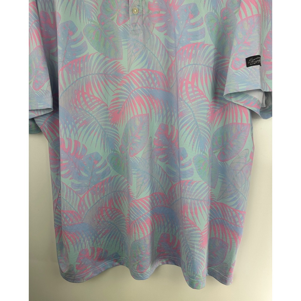 Sunday Swagger Fiji Polo Shirt Golf Tropical Aloha Palm Floral Men's Size 4XL - Picture 5 of 13